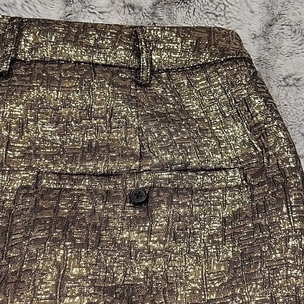 Michael Costello X Revolve Waverly Pants. Textured metallic gold and black, Med